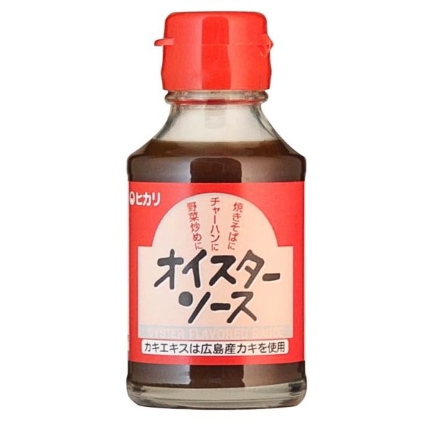 光食品のオイスターソース。広島県産カキのエキスを贅沢に使用し、化学調味料・保存料・着色料不使用の瓶パッケージ