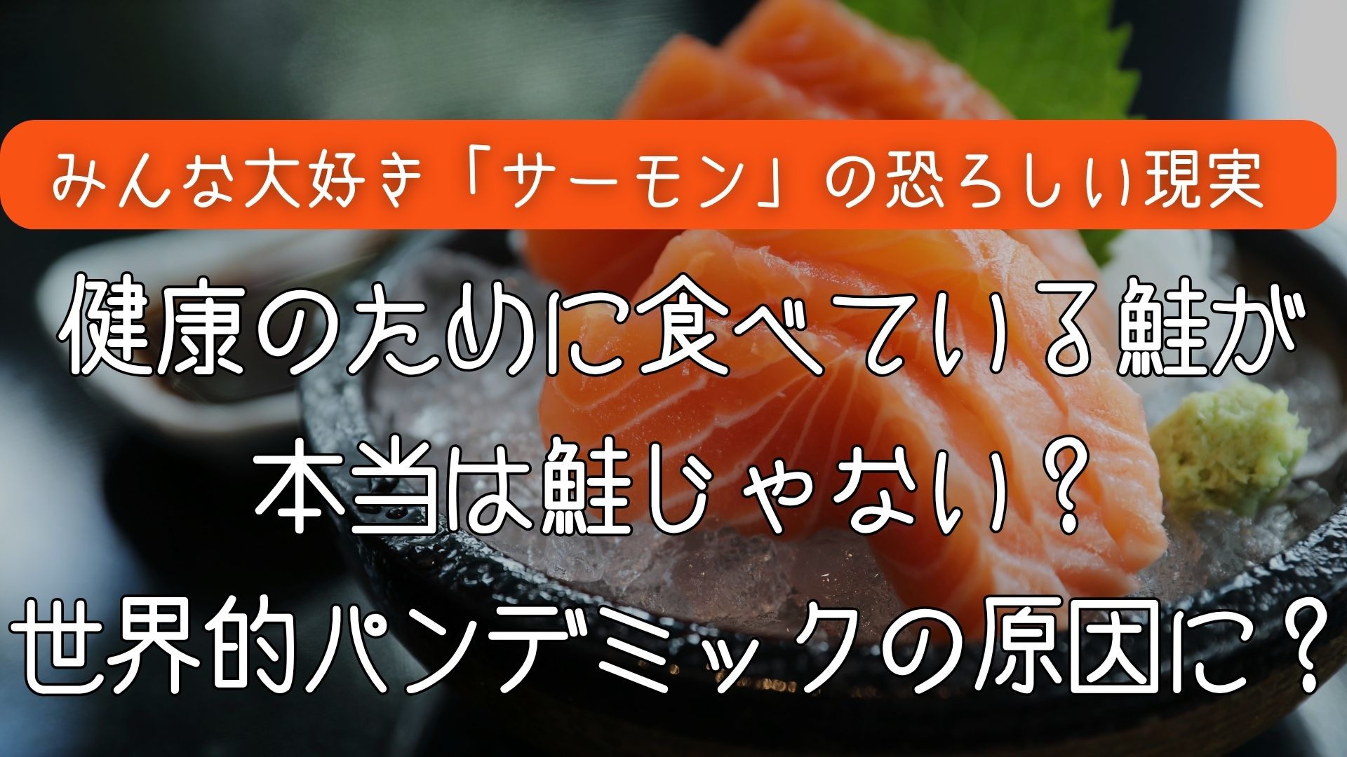 みんな大好き『サーモン』の恐ろしい現実——健康のために食べている鮭が本当は鮭じゃない？世界的パンデミックの原因に？養殖サーモンの抗生物質問題と薬剤耐性菌について徹底解説する記事のアイキャッチ画像。